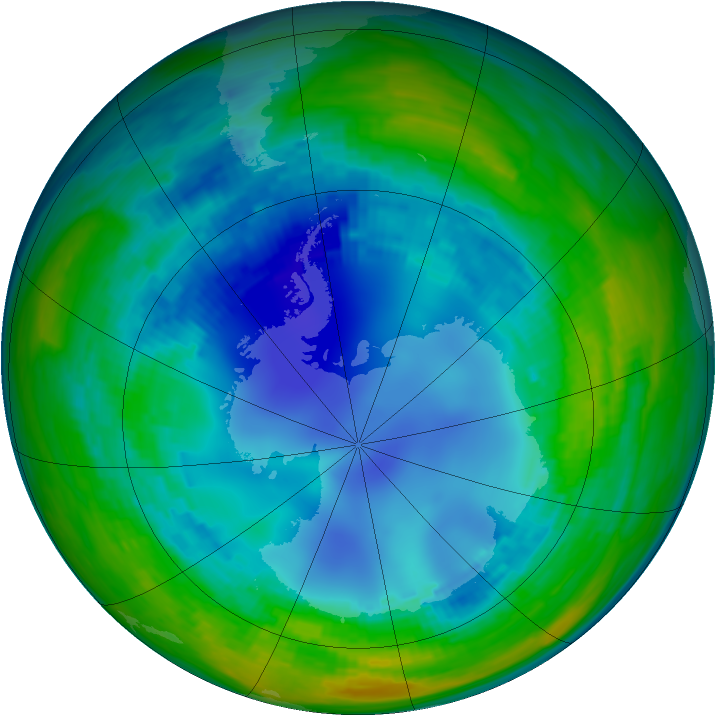 Antarctic ozone map for 10 August 1993